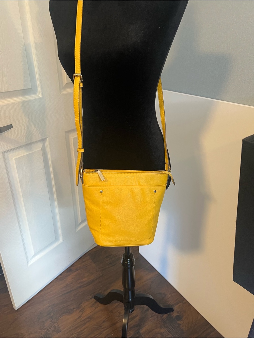 Anne Klein Bright Yellow Crossbody Bucket Bag